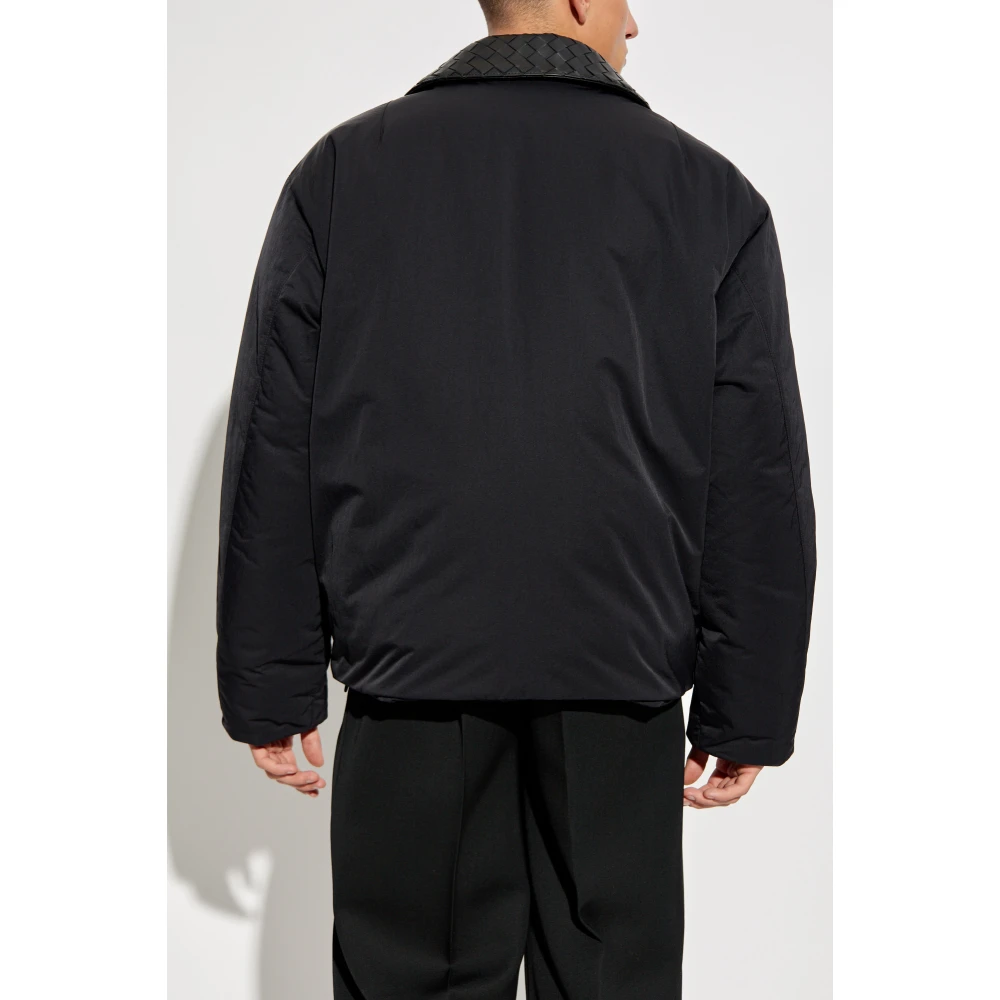 Bottega Veneta Jas met leren kraag Black Heren