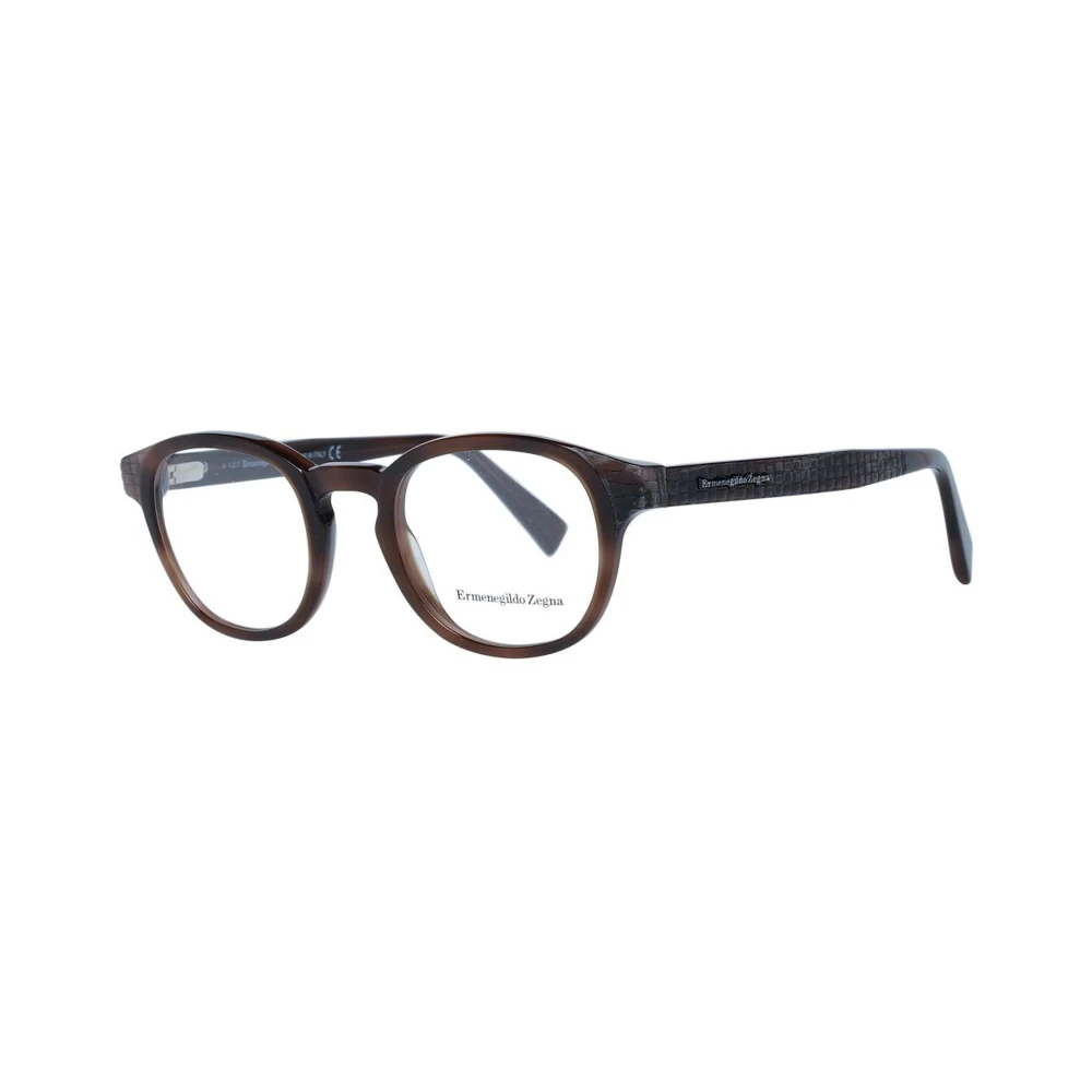 Ermenegildo Zegna Bruine Ronde Kunststof Optische Monturen Brown Heren