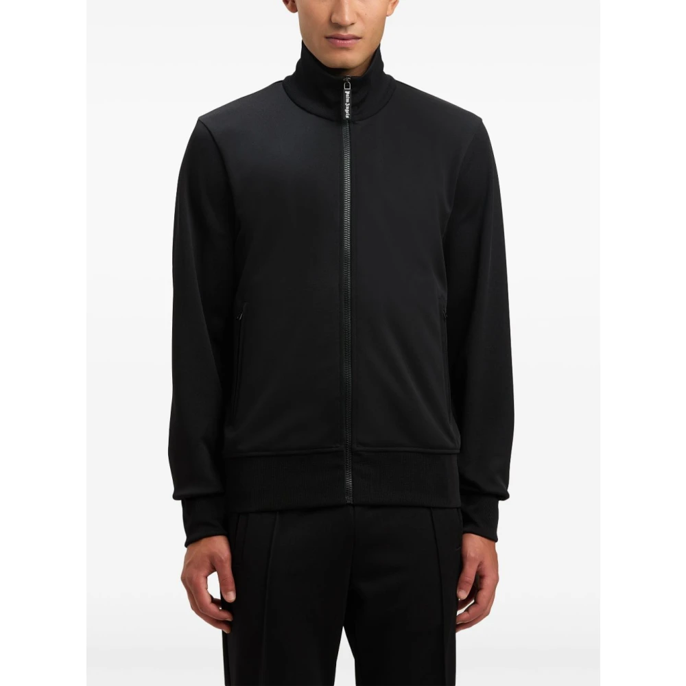 Palm Angels Zwarte jas met ritssluiting en zakken Black Heren