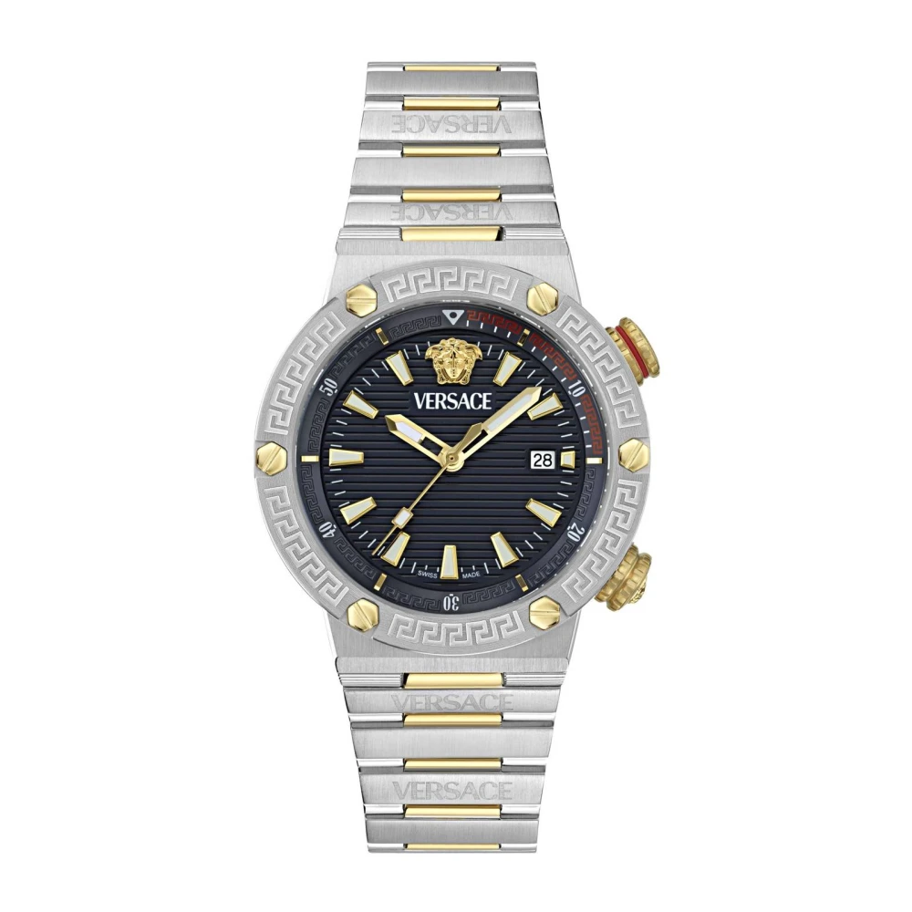 Versace VE8G00424 Greca Logo Diver blue gold silver Steel Men's Watch NEW - Image 2