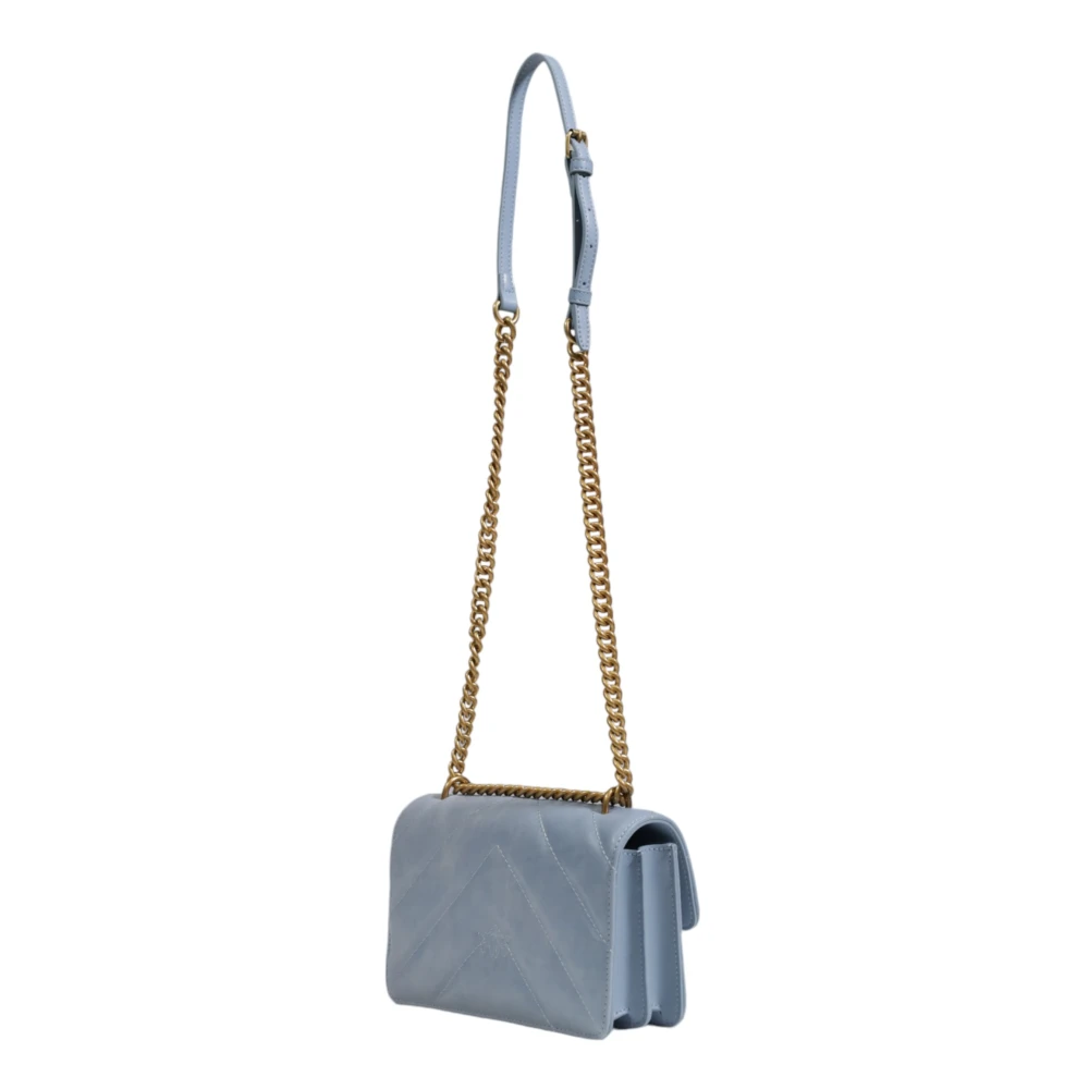 pinko Mini Vitello Leren Tas Herfst Winter Collectie Blue Dames