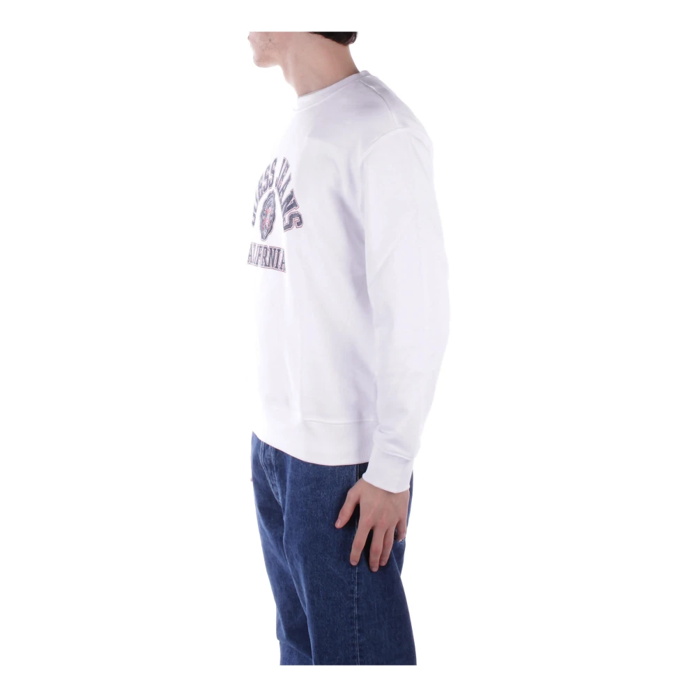 Guess Witte Logo Front Sweater White Heren