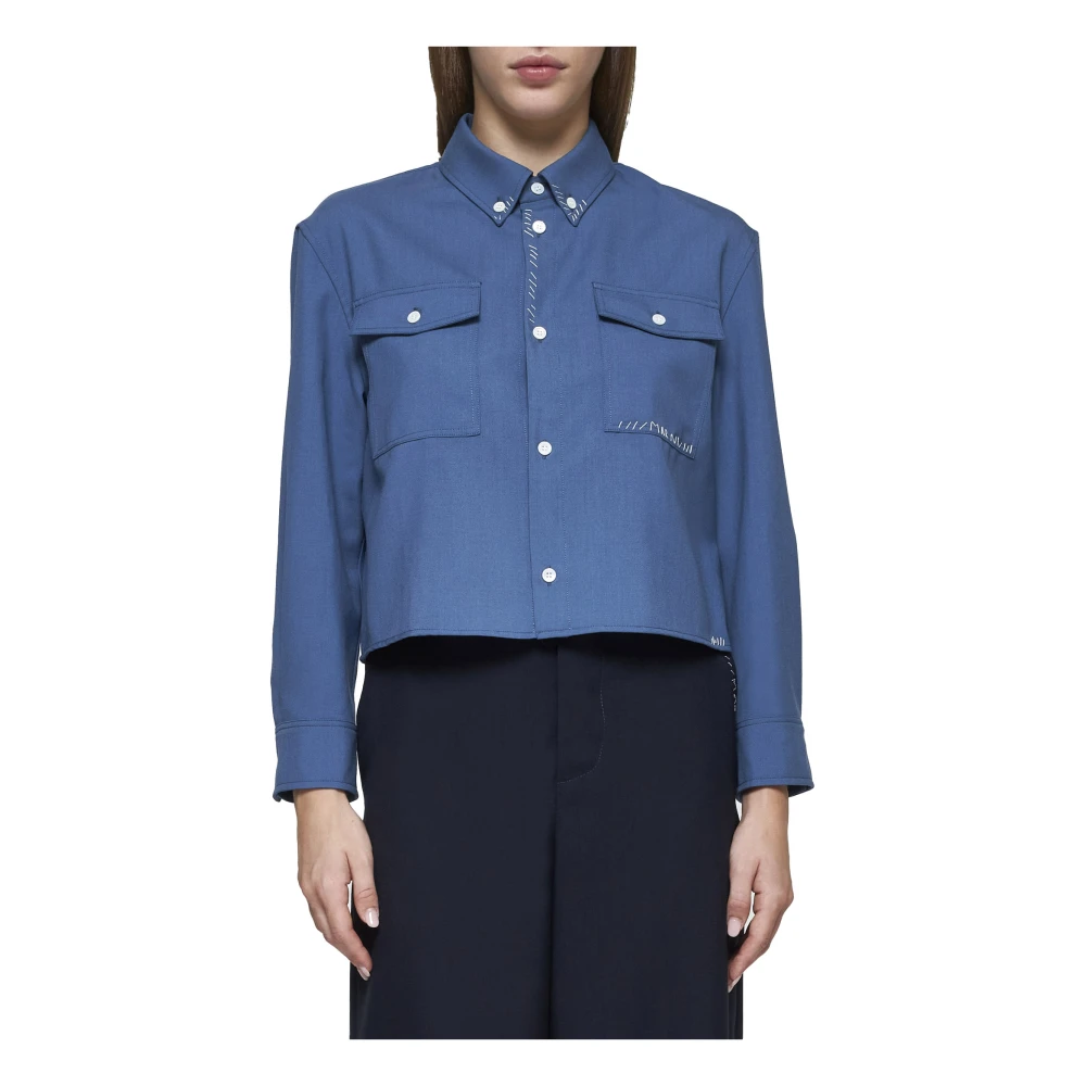 Marni Blauwe Wol Korte Overhemd Blue Dames