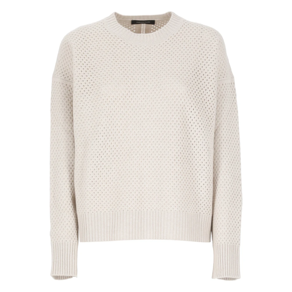 Fabiana Filippi Beige Wol Zijde Crewneck Sweater Beige Dames