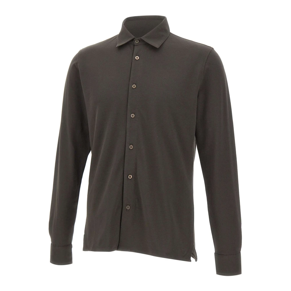 Kangra Gray Piqué Jersey Shirt - Male - Casual Shirts - S - Shirts