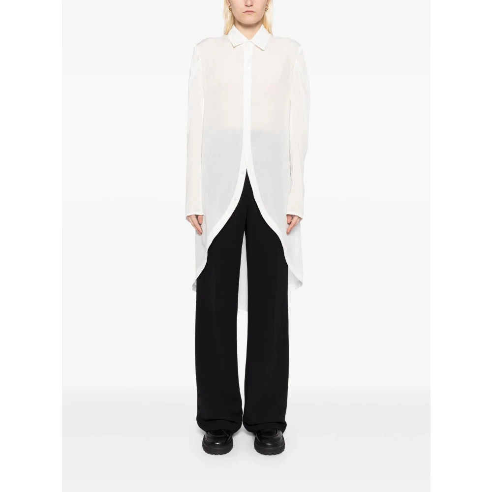 Yohji Yamamoto Witte Overhemdjurk met Gebogen Zoom White Heren