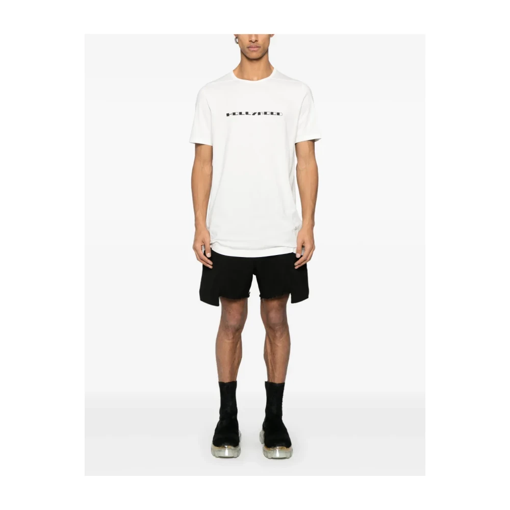 Rick Owens Wit Crew Neck T-shirt Front Print White Heren