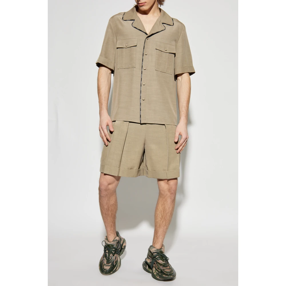 Balmain Geplooide shorts Beige Heren