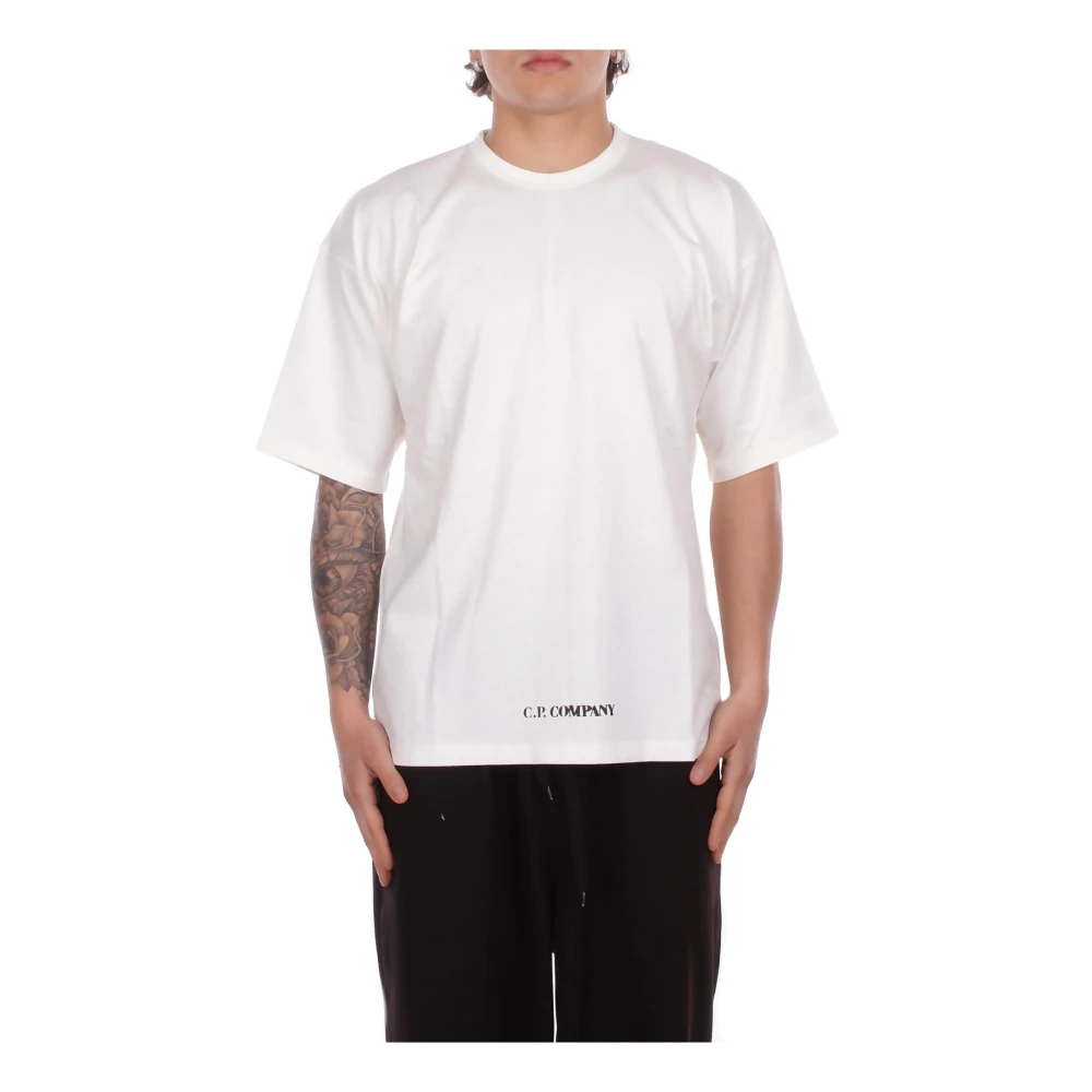 C.p. Company T-Shirts, Male, M, T-Shirt Logo Frontale White