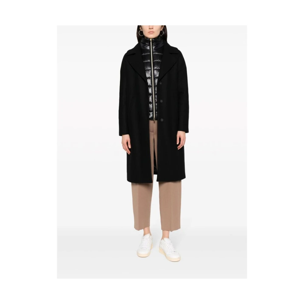 Herno Zwarte wollen mantel Black Dames