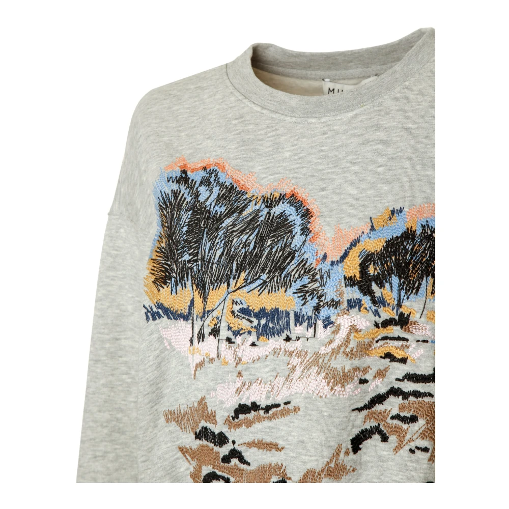 Munthe Elegant Geborduurd Sweatshirt Gray Dames