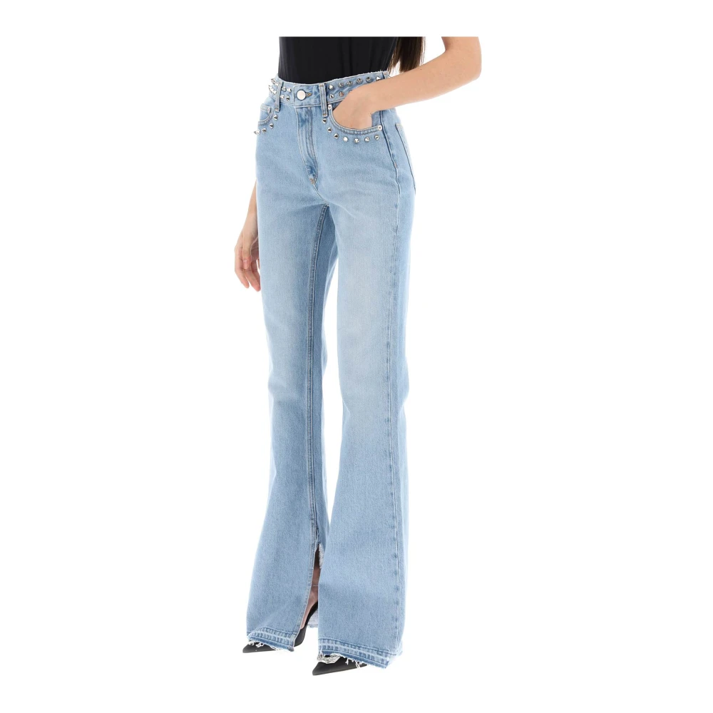 Alessandra Rich Flared jeans met studs in lichte wassing Blue Dames