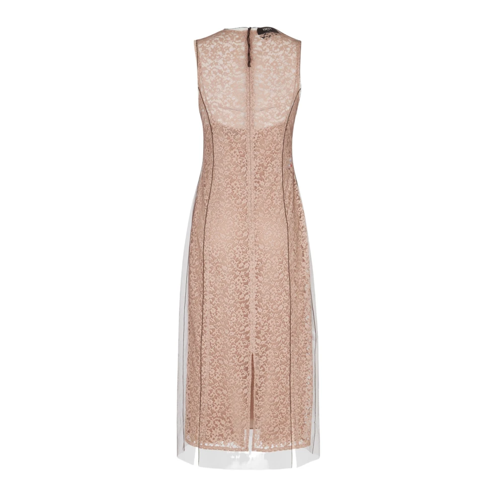 Fendi Kanten Midi Jurk Brown Dames