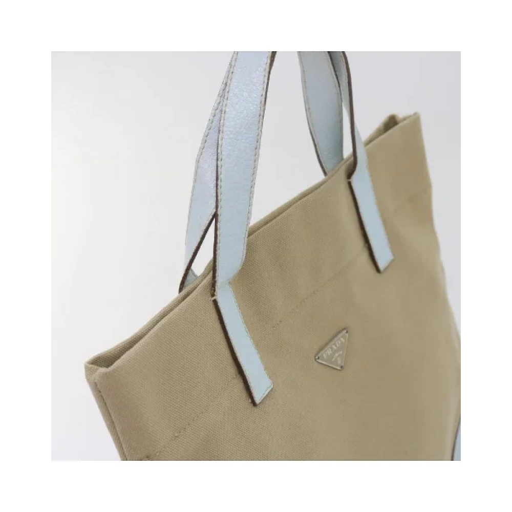 Prada Vintage Pre-owned Cotton prada-bags Beige Dames