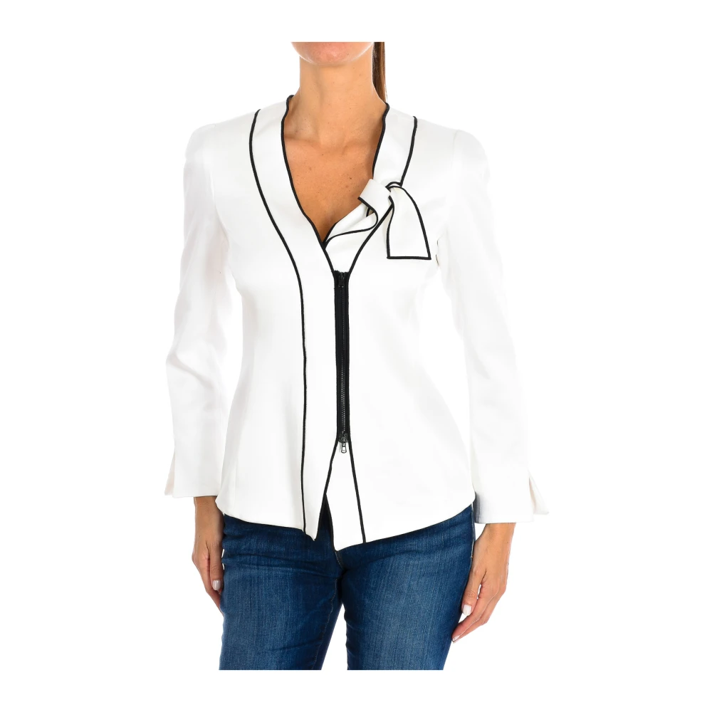 Emporio Armani Elegante Blazer met Unieke Kraag White Dames