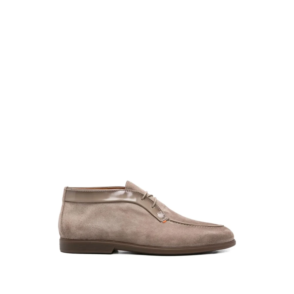Santoni Mannelijk Beige Schoenen Heren, 42 Eu, Leer, Natural Suede And Leather Desert Boot