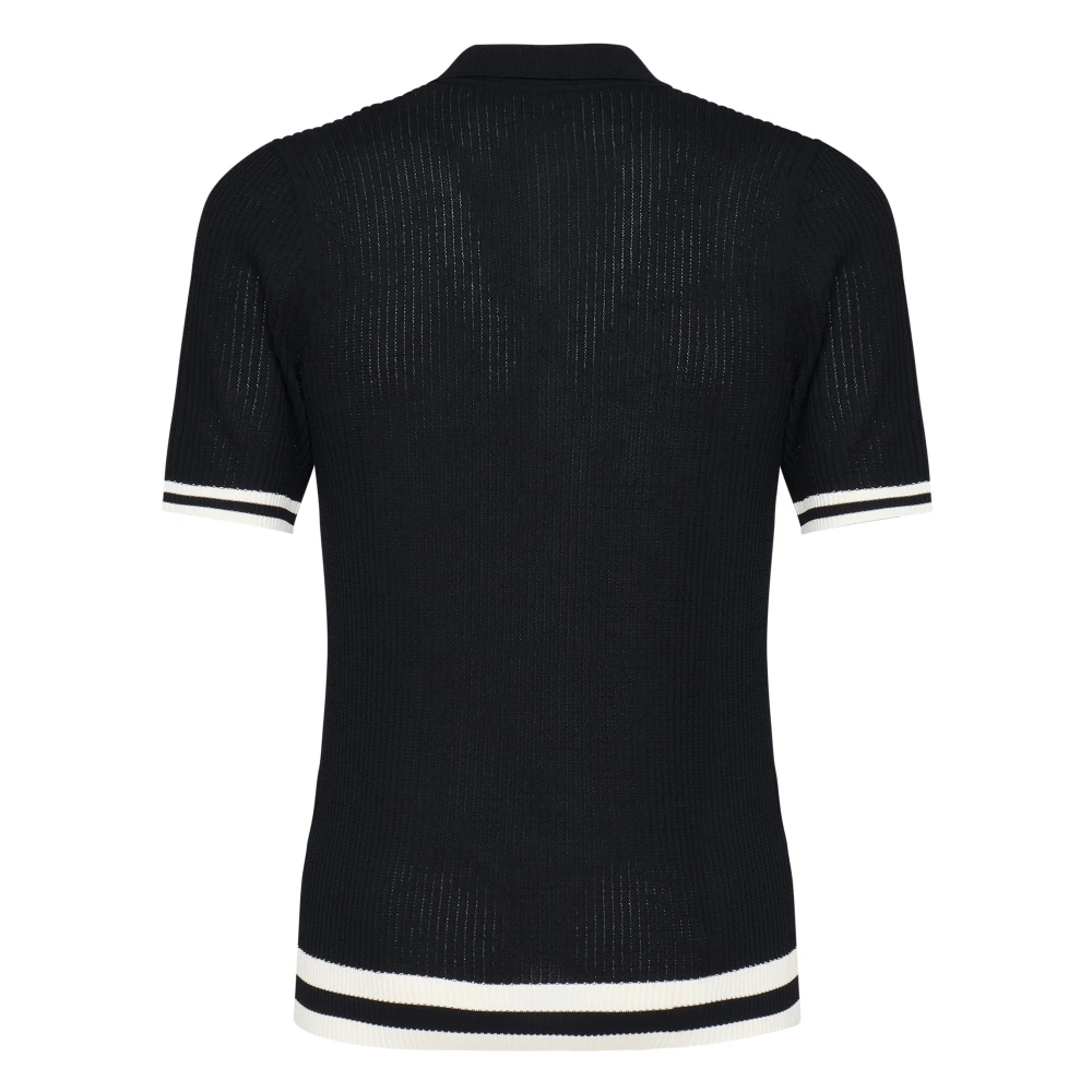 Eleventy Gebreide poloshirt met contraststrepen Blue Heren