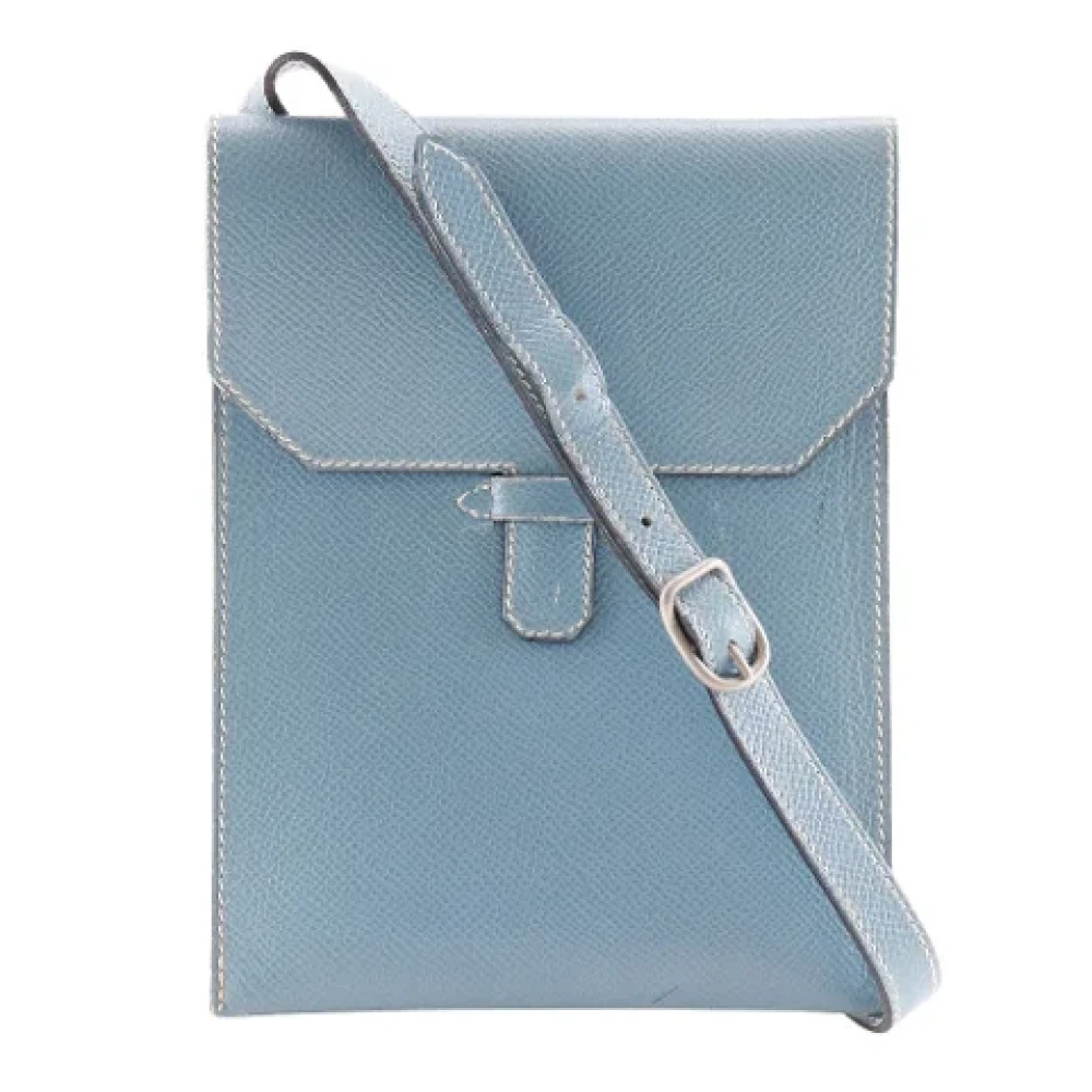 Hermès Vintage Pre-owned Leather crossbody-bags Blue Dames
