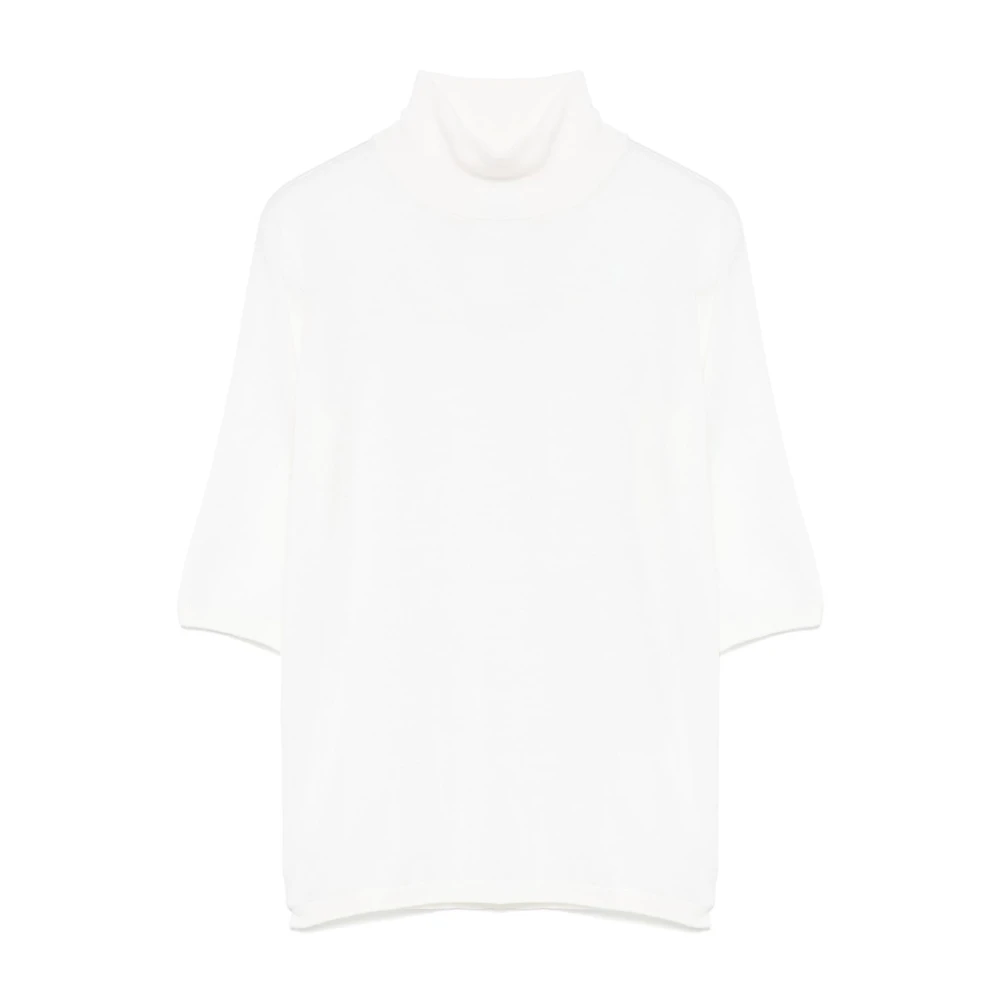 Max Mara Vit Mock Neck Sweater Cecina White, Dam