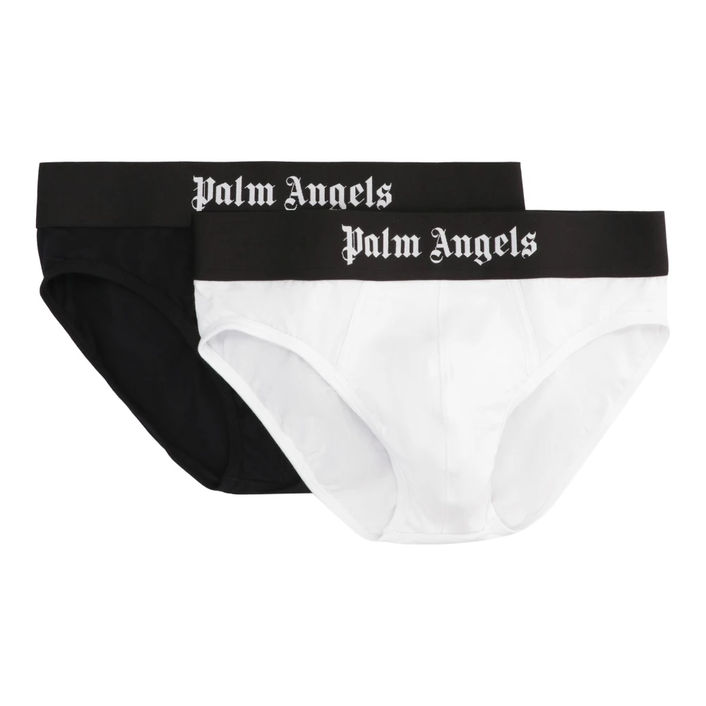 Palm Angels Set van twee katoenen slips met logo-elastische band Black Heren