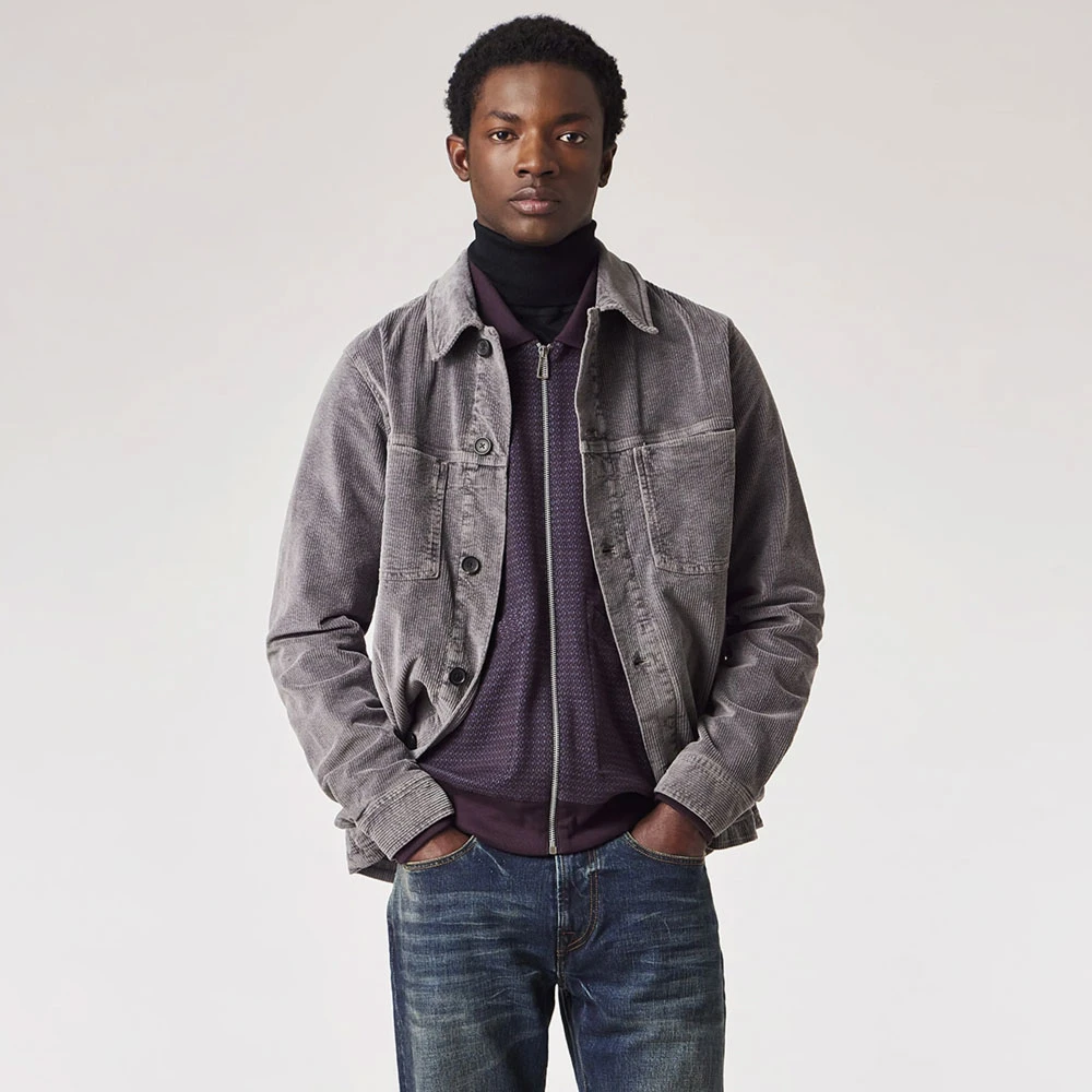 PS By Paul Smith Ribfluwelen overshirt met borstzakken Gray Heren
