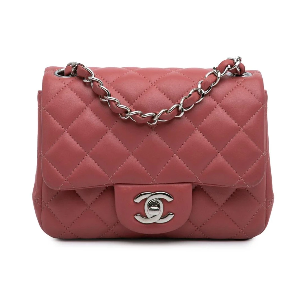 Chanel Vintage Women's Pink Pre-Owned Mini Rectangular Flap Bag Quilted Lambskin