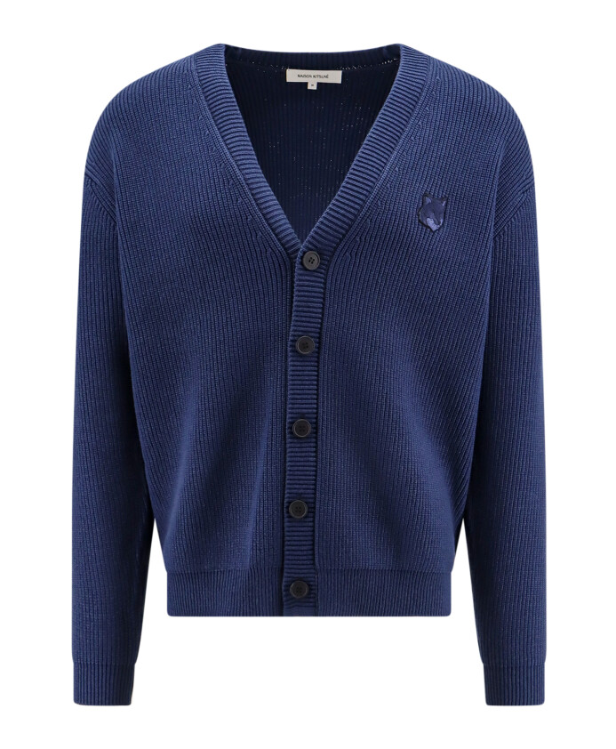 bold-fox-head-patch-comfort-ribstrikket-cardigan