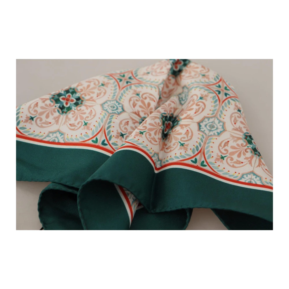 Dolce & Gabbana Groene Zijden Tegelpatroon Sjaal Multicolor Heren