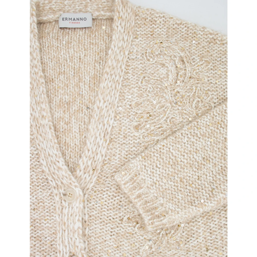 Ermanno Scervino Bloemen Paillet Gebreide Vest White Dames