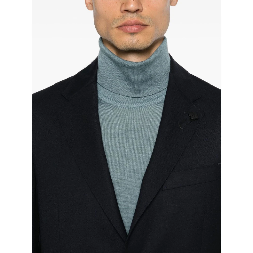 Lardini Blauwe Wollen Blazer met Broche Detail Blue Heren