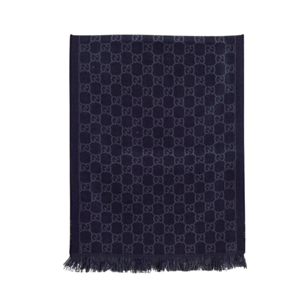 Gucci Marinblå GG Jacquard Siden Pashmina Blue, Dam