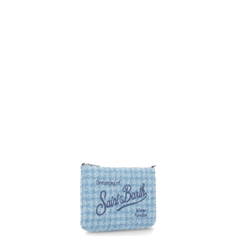 MC2 Saint Barth Blauwe Tweed Schoudertas met Geborduurde Logo's Blue Dames