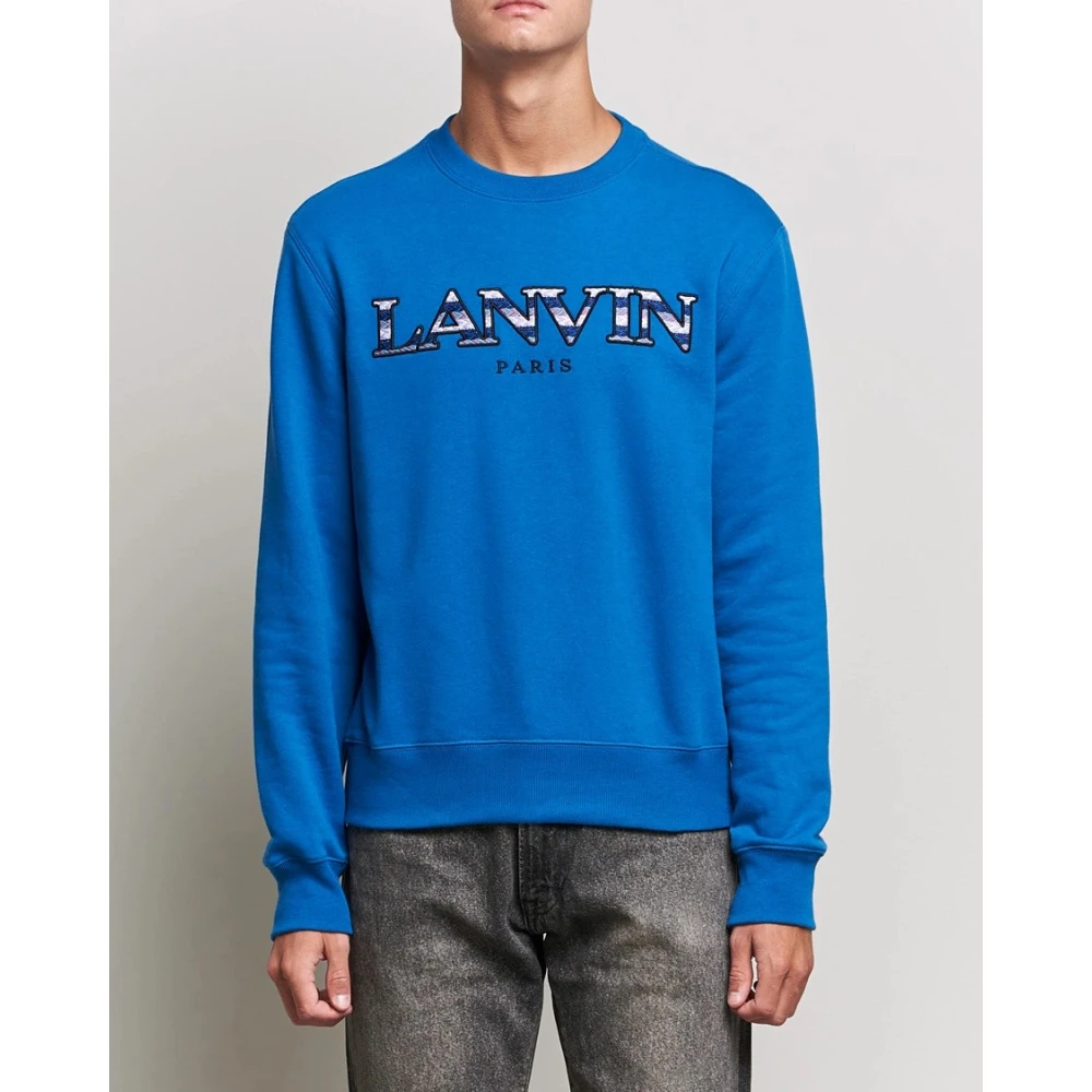 Lanvin Geborduurde logo sweatshirt in blauw Blue Heren