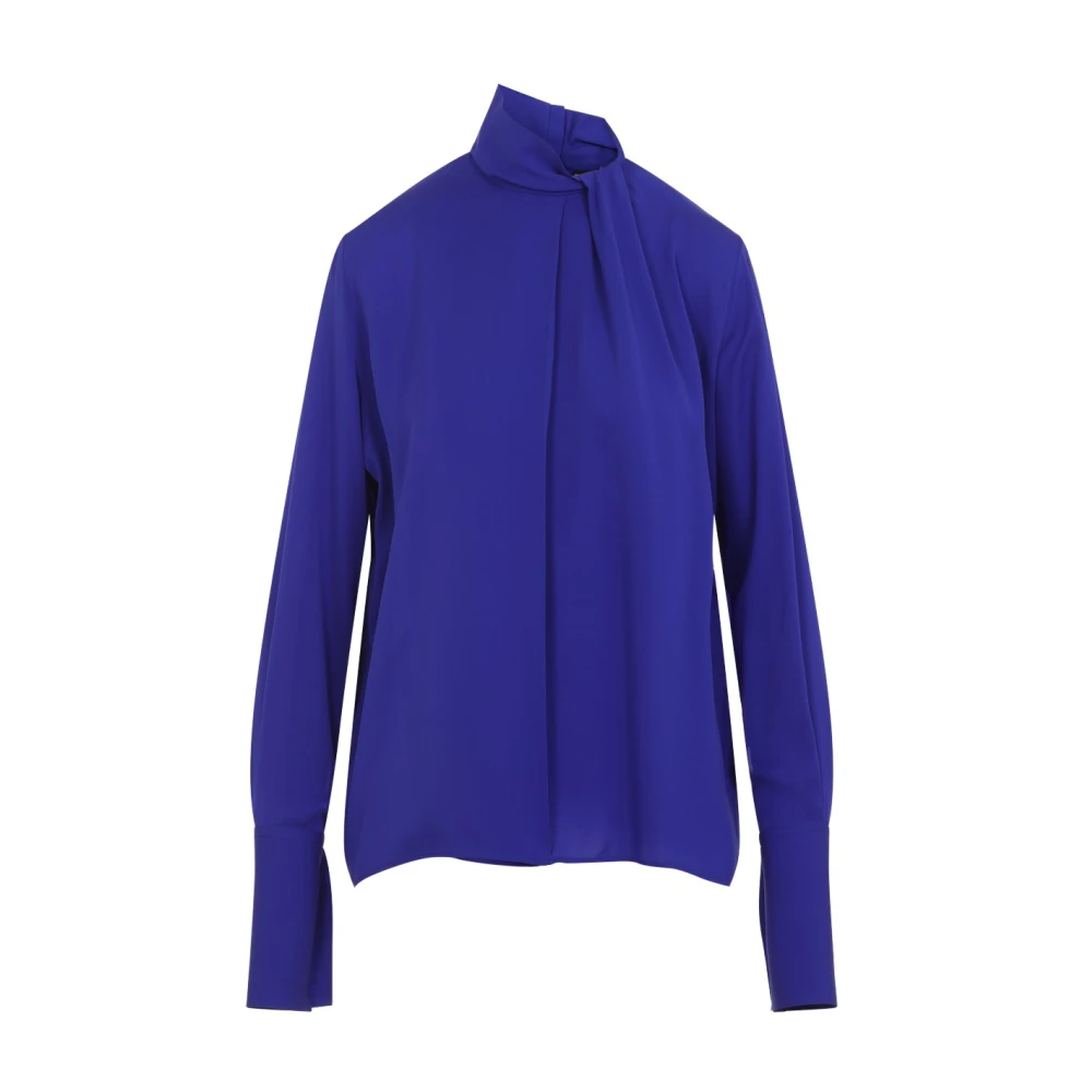 Tom Ford Women's Blue Washed Silk Georgette Long Sleeve Blouse