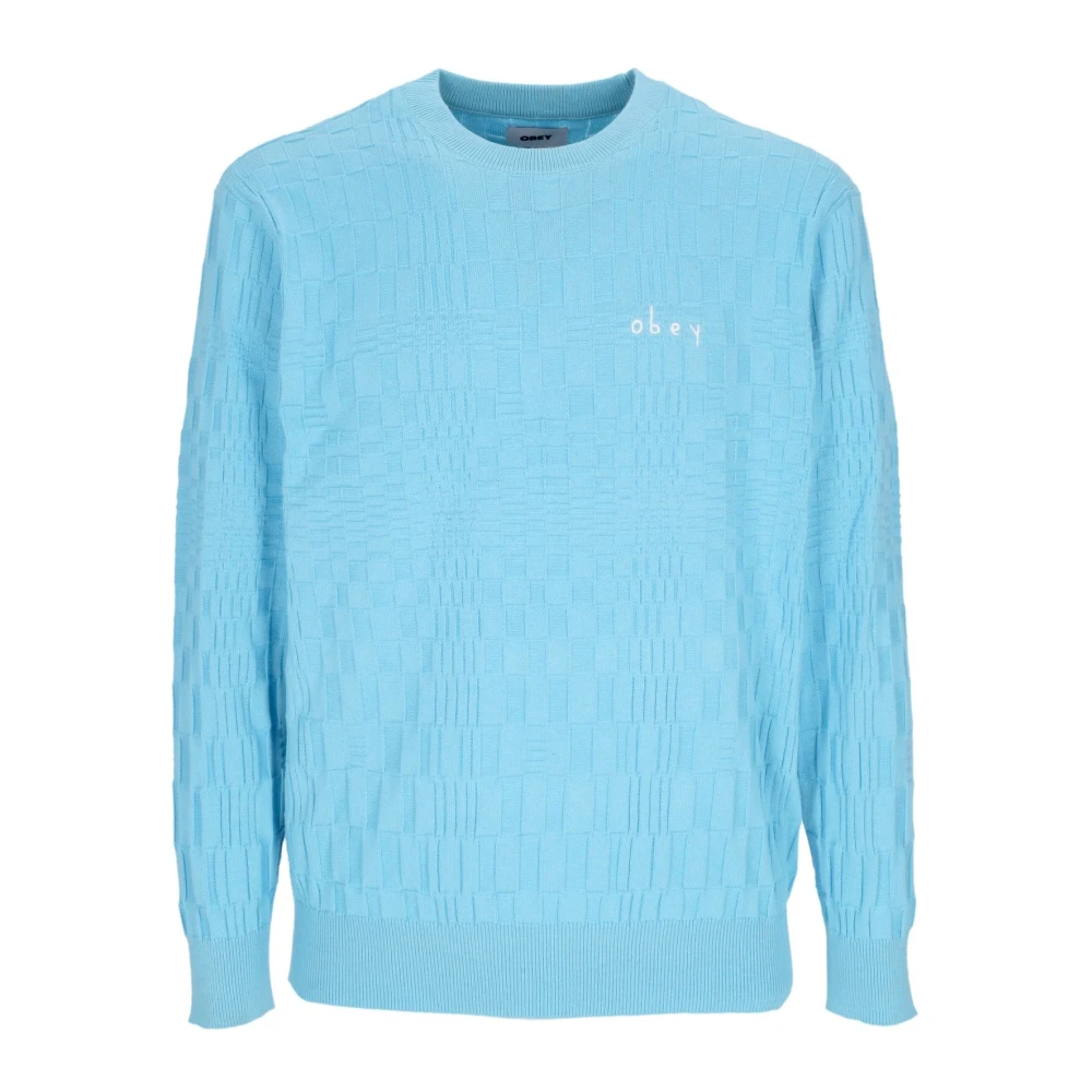 Obey Himmelblå Crewneck Tröja Lättvikt Bomull Blue, Herr