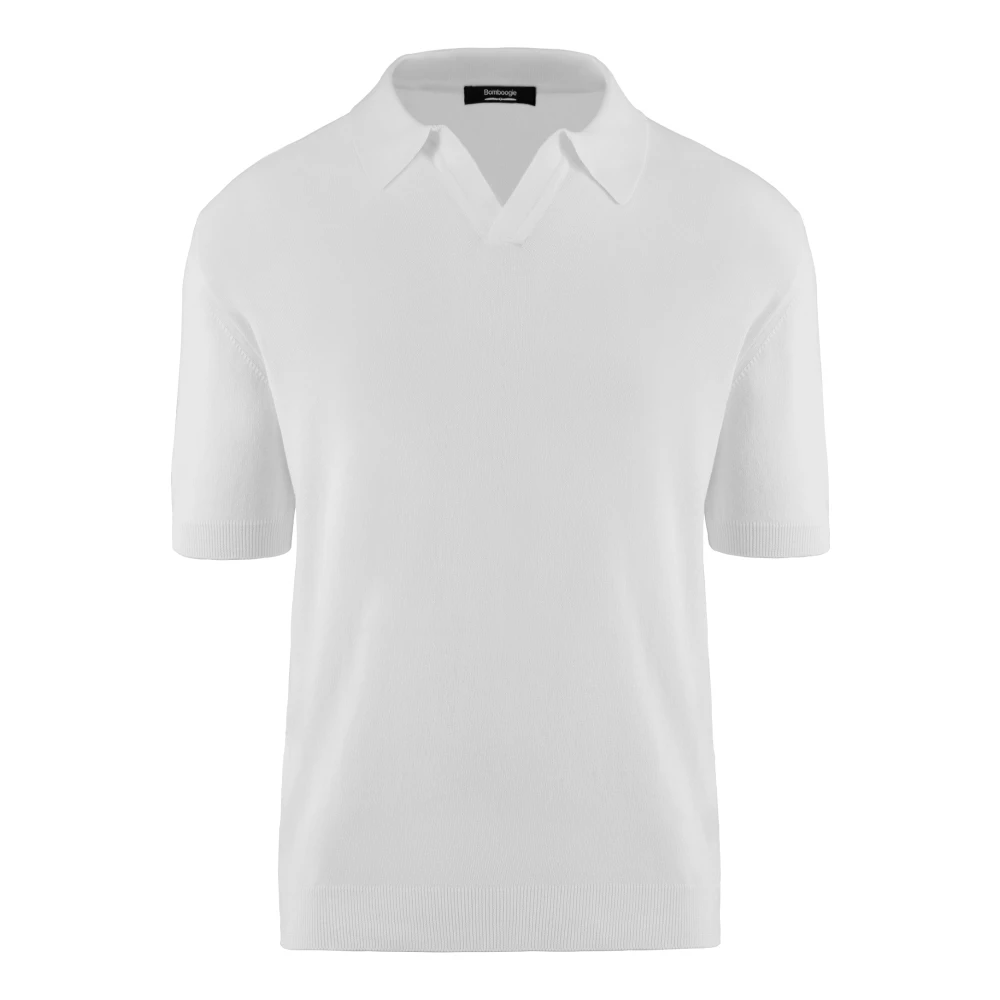 Bomboogie Men's White Revere-Collar Cotton Jumper - V-Neck Knitwear - 2XL - Knitwear