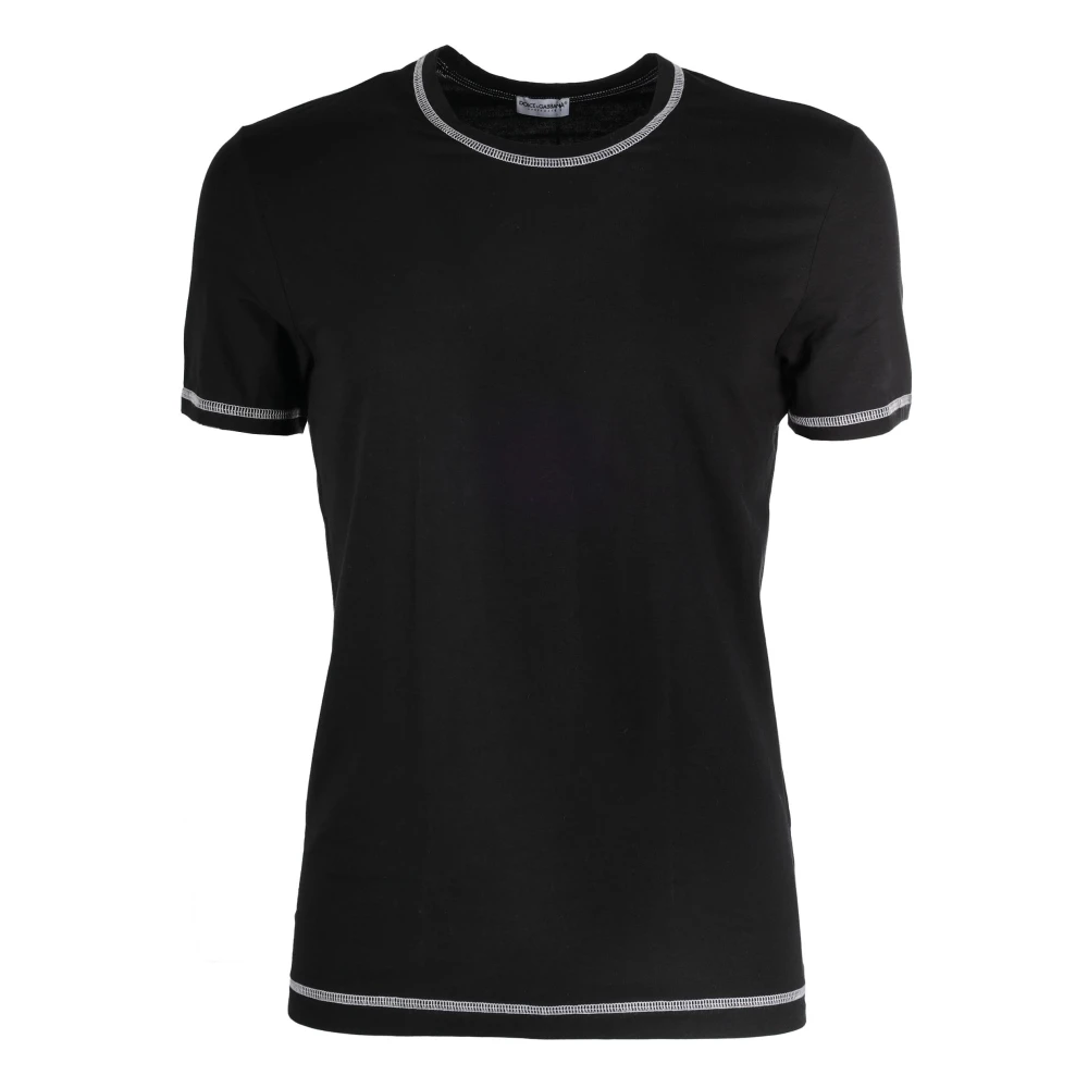 Dolce & Gabbana Contraststiksel T-shirt Black Heren
