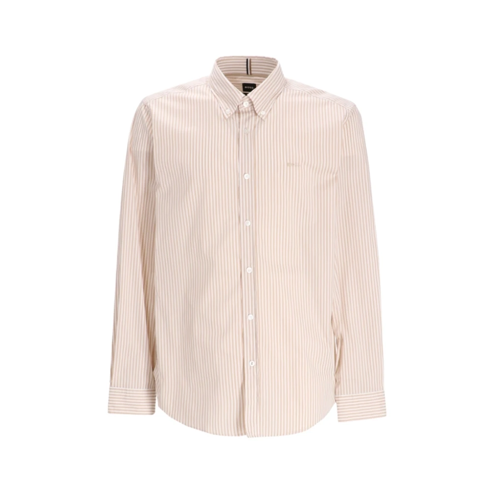 Hugo Men's Beige Casual Shirts, Xl, Vertical Striped Shirt