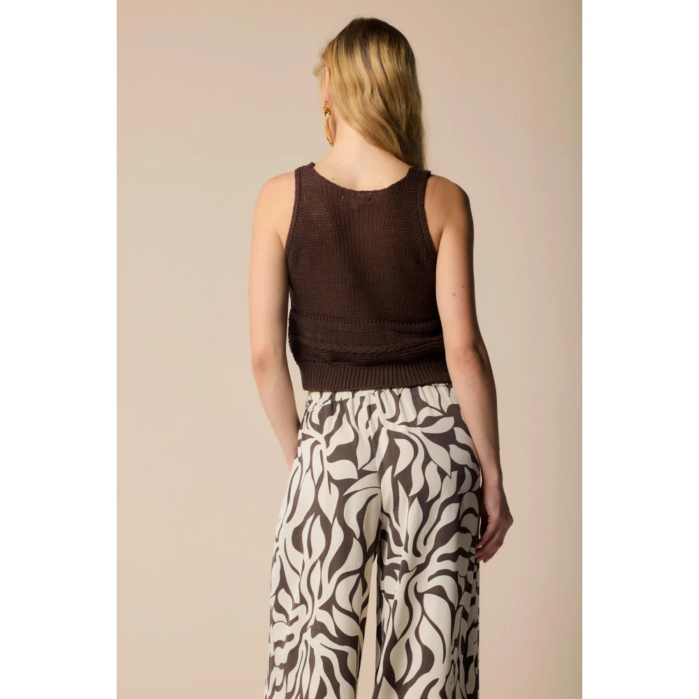 Kocca Elegante Gebreide Top Brown Dames