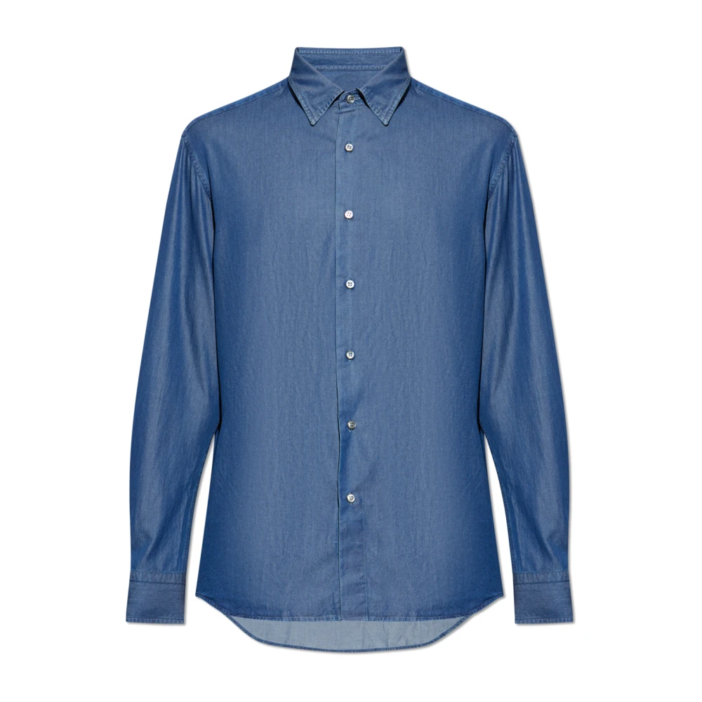 Brioni Katoenen overhemd Blue Heren