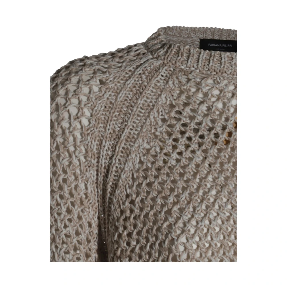 Fabiana Filippi Beige Crew Neck Sweater Gray Dames
