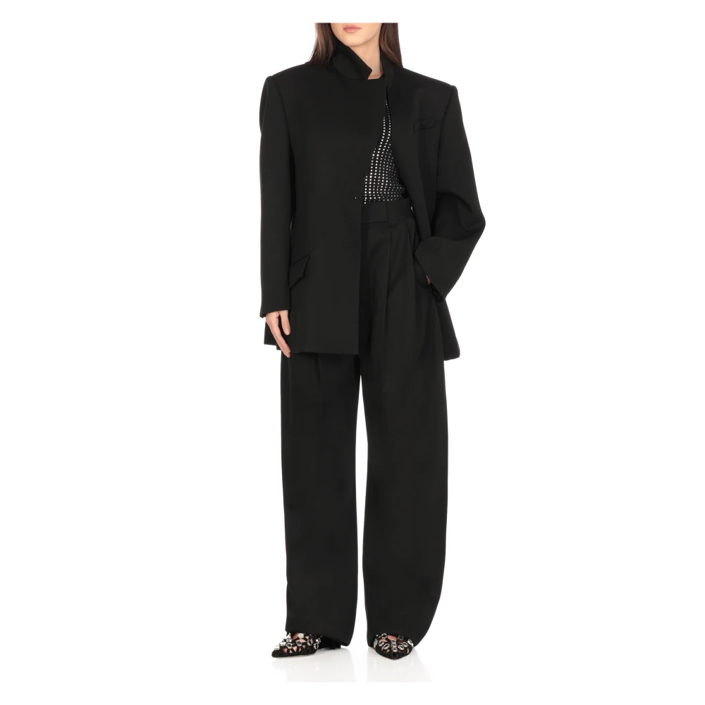 The Attico Zwarte wollen broek met ritssluiting Black Dames