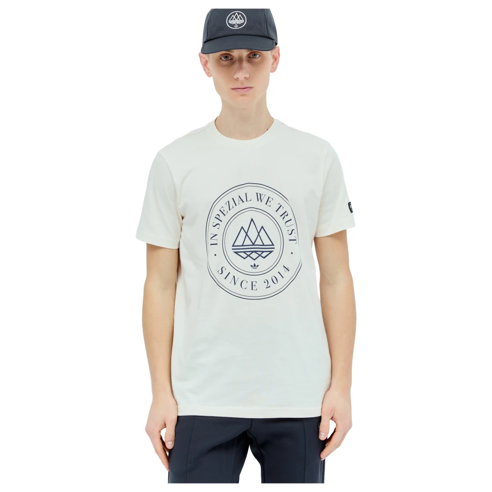 Adidas Originals Katoenen Jersey Logo Print T-Shirt Beige Heren