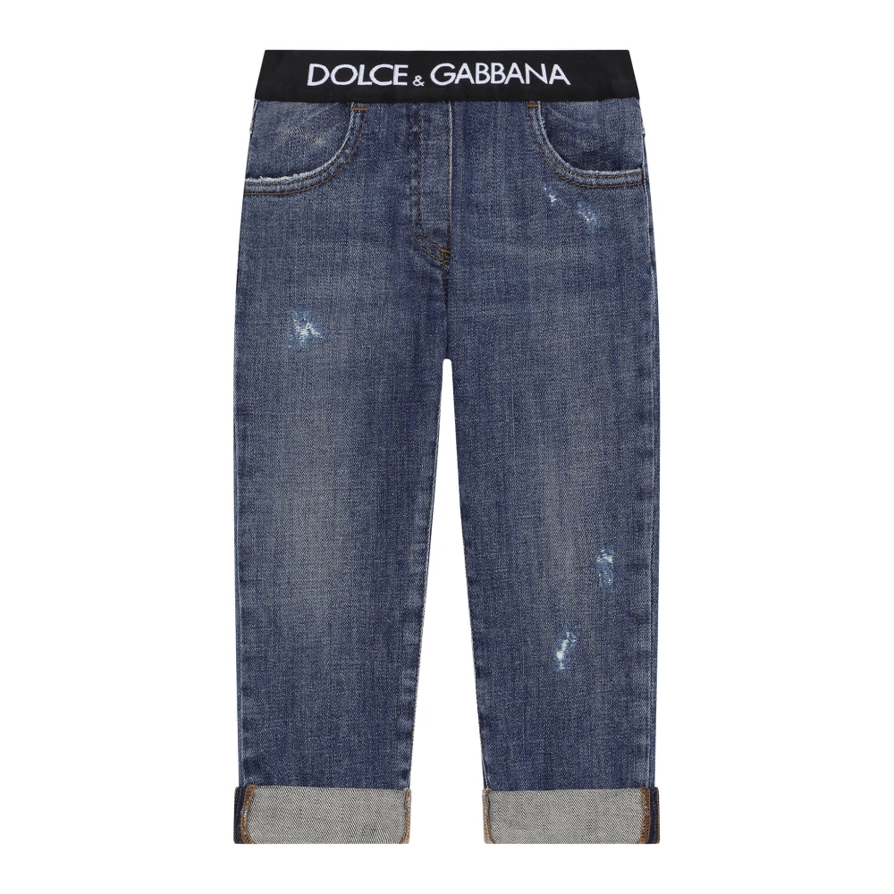 Dolce & Gabbana Barn Elastiska Logo Jeans Byxor Blue, Flicka