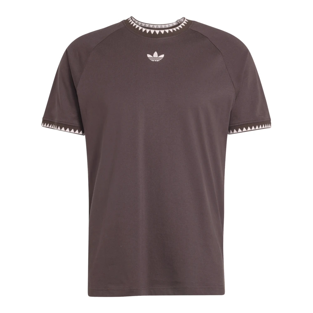 Adidas Men's Brown Chest Stripes Engineered Collar Tee - Training T-Shirts & Tops - L - Sport