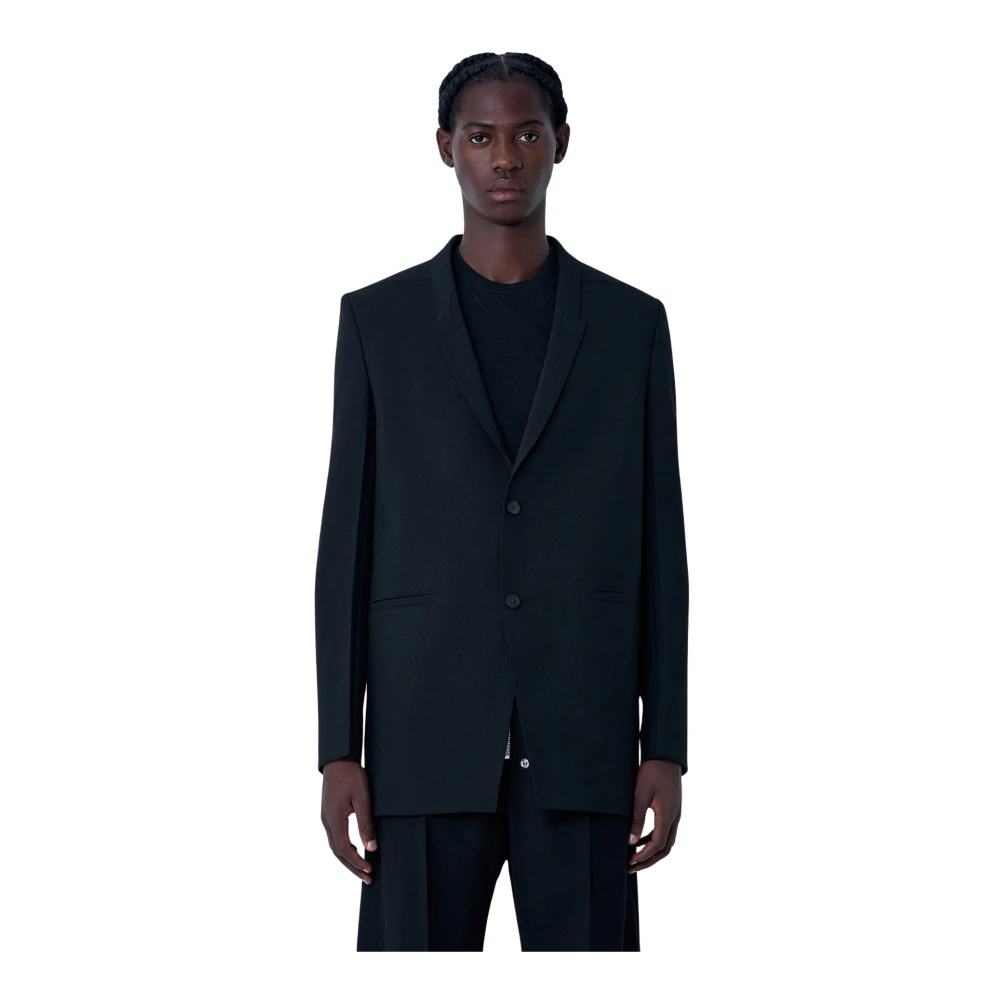 Rick Owens Men's Black Wool Blazer With Notched Lapels