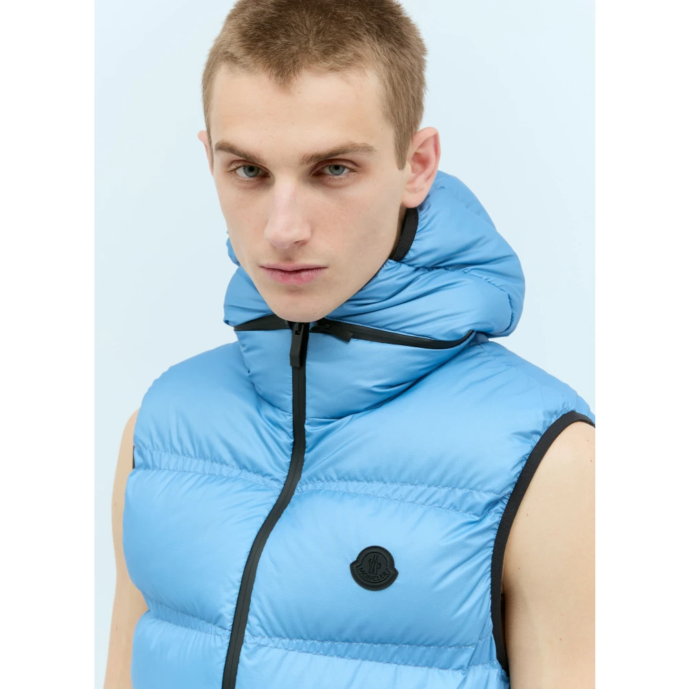 Moncler Dons Gilet met Logo Patch Blue Heren