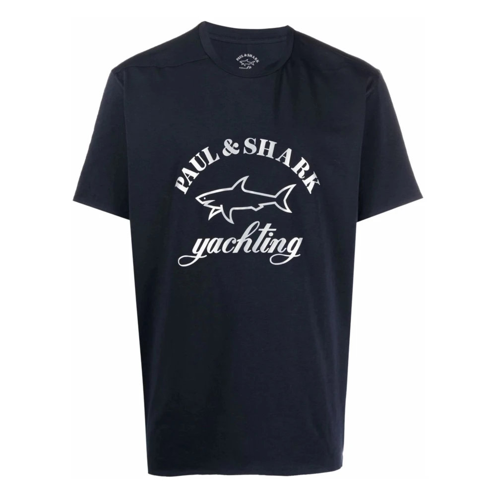 PAUL & SHARK Blauwe Gebreide Korte Mouw T-Shirt Blue Heren