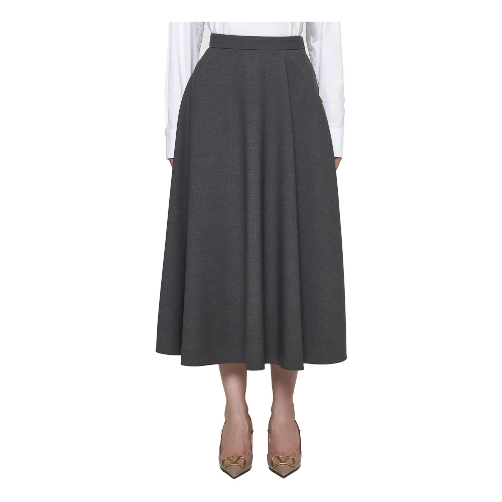 Valentino Midi Volle Rok in Middengrijs Gray Dames