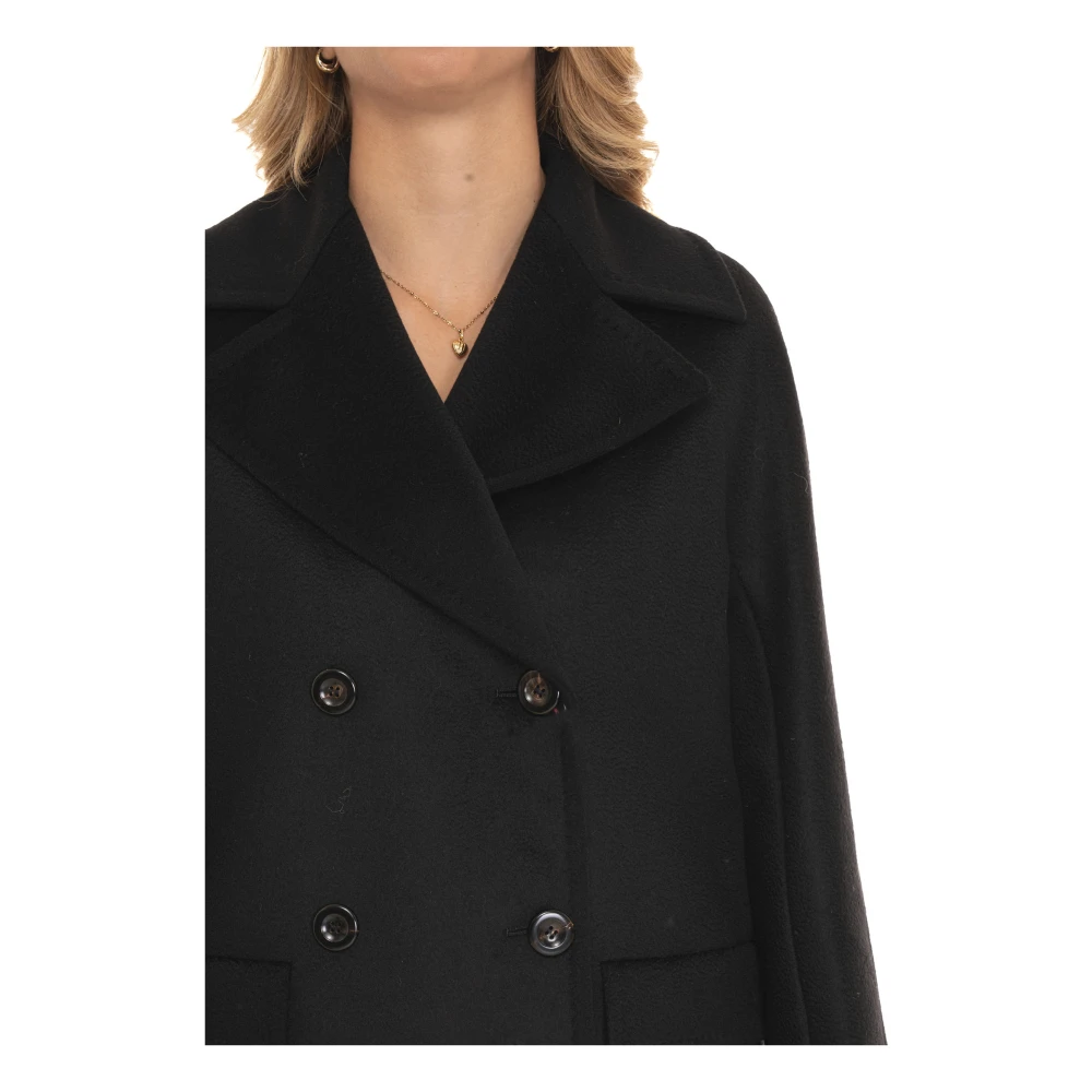 Max Mara Studio Kent jas met dubbele rij knopen Black Dames